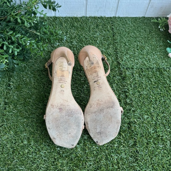 Stuart Weitzman Nudistcurve Patent adobe Nude color Ankle strap sandal size 7.5 - Picture 16 of 16